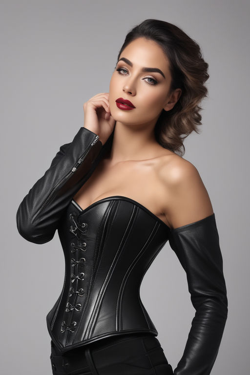 wearing black leather corset - Playground