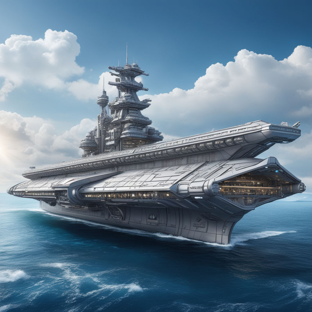 futuristic military aircraft carrier