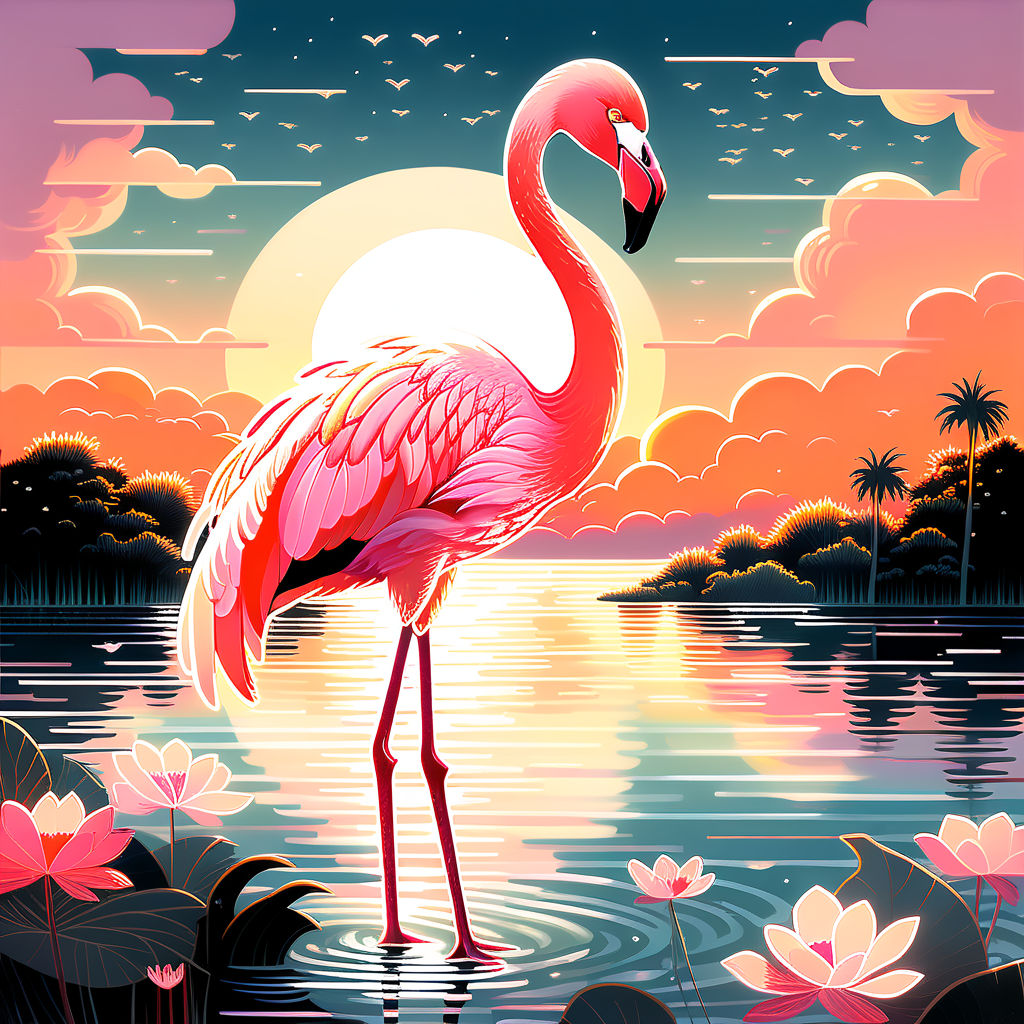 Flamingo Playground Poster - Flamingo at the beach 