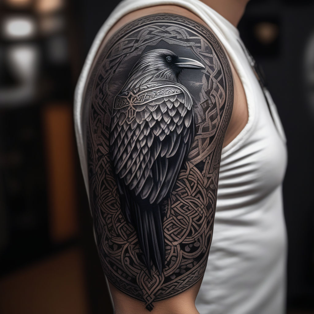 Raven Skull and Rose half sleeve | Zac Scheinbaum