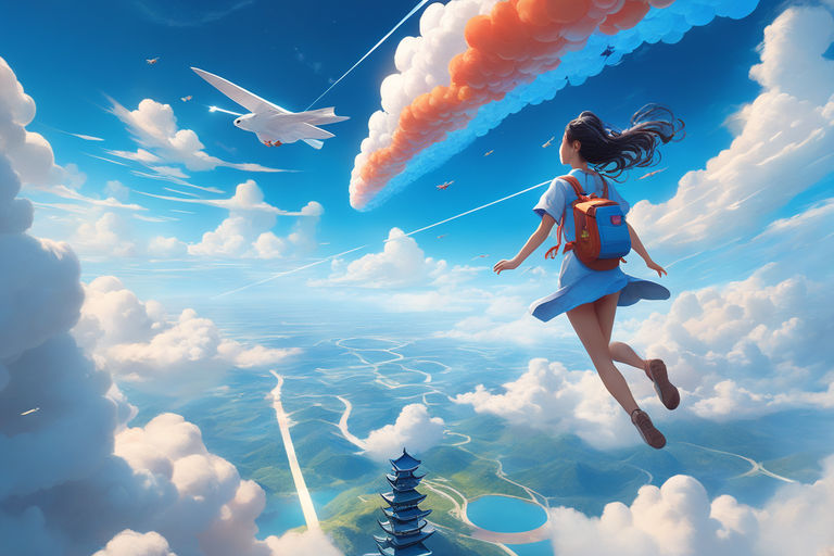 The Anime Style of a Japanese School Girl is Running Happily To Home in the  Countryside with a Zeppelin Flying in the Sky Stock Illustration -  Illustration of farmland, biplane: 258008514