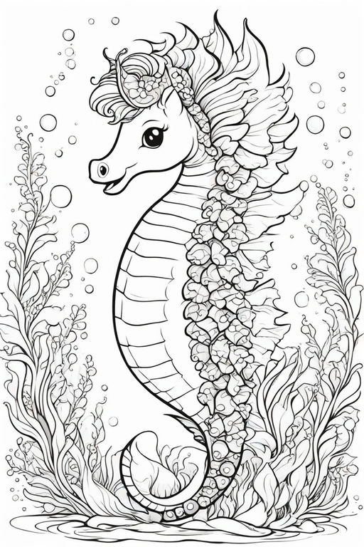 Seahorse Coloring Page for Kids Graphic by MyCreativeLife · Creative Fabrica