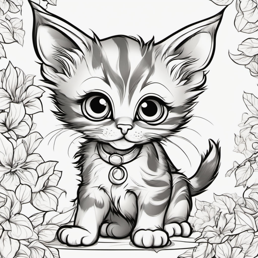 smiling kitten drawing