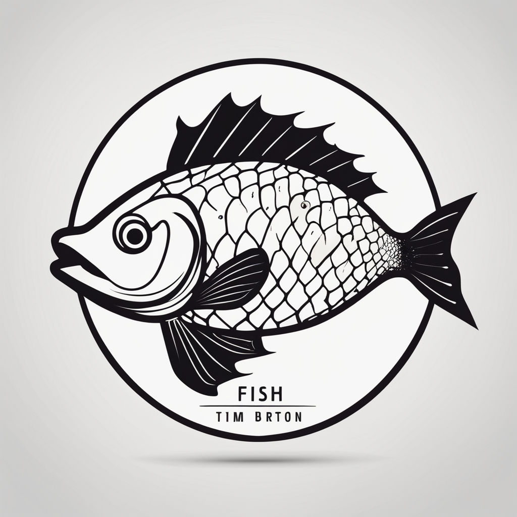 Sturgeon Fish Fishing Emblem On Black Dark Background Modern