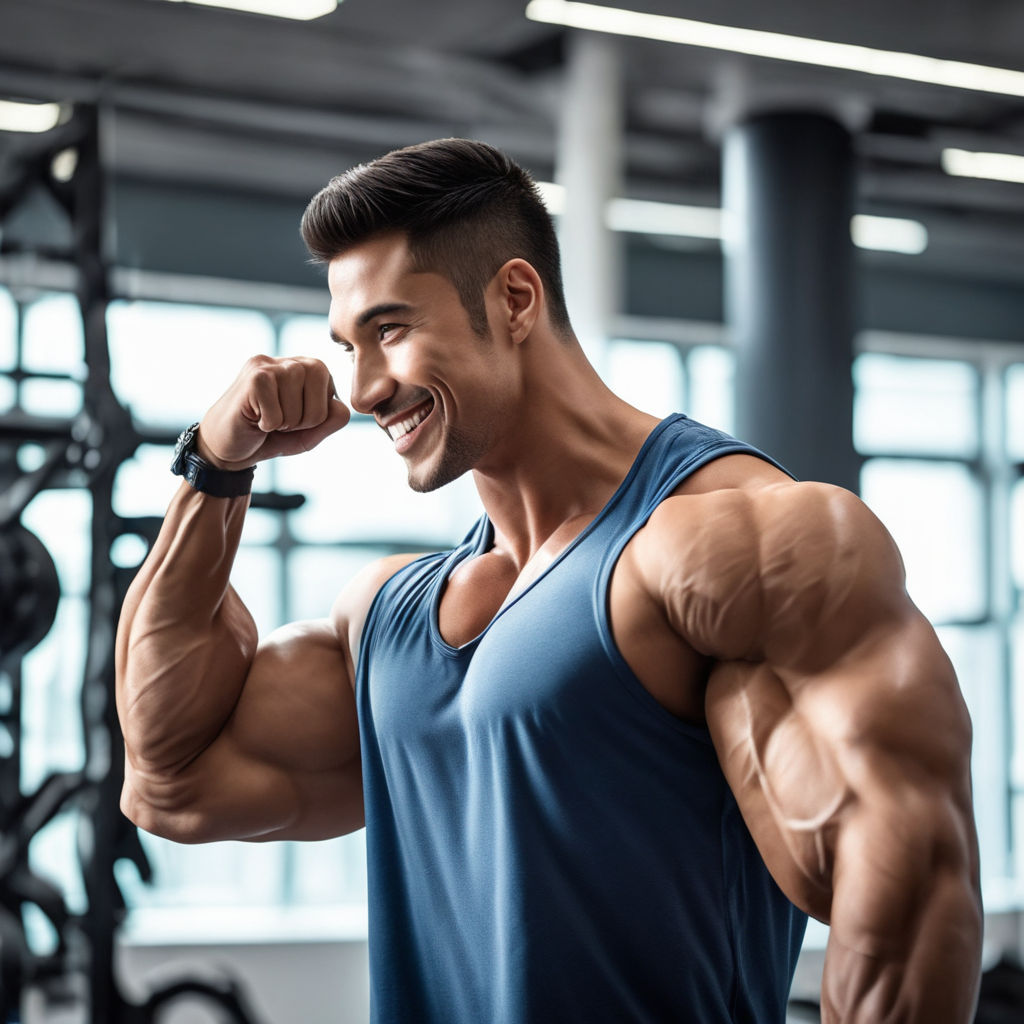 Muscular Young Bodybuilder In Relaxed Pose Smiling Stock Photo - Download  Image Now - iStock