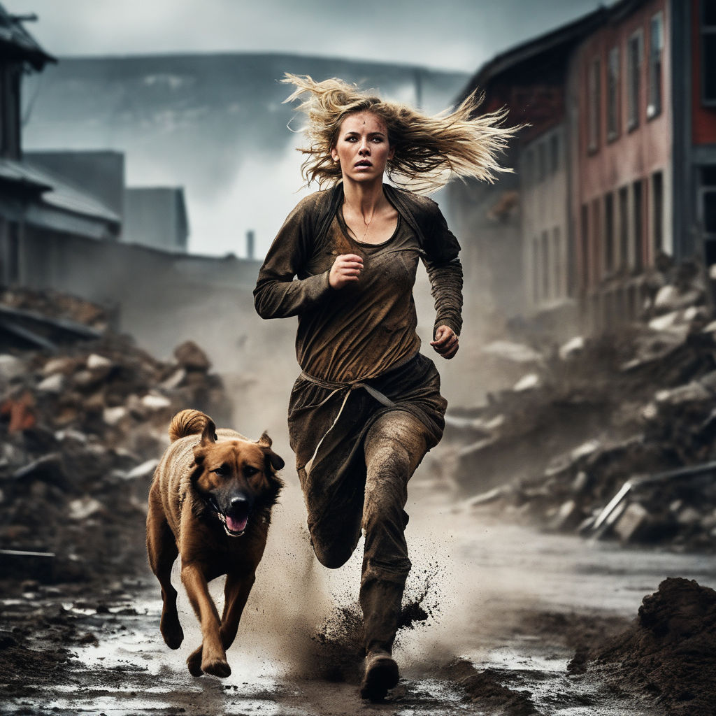 scared running woman