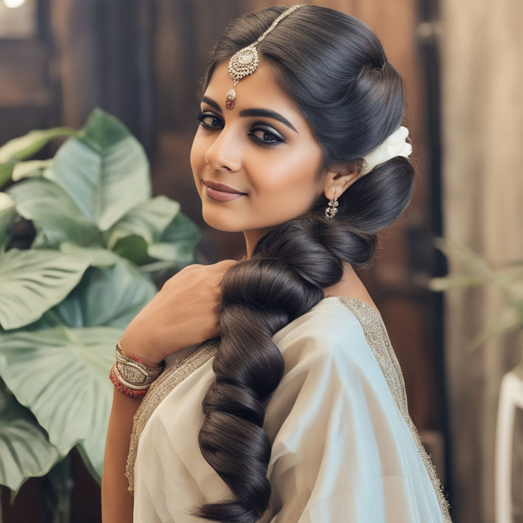 Indian Hair Style - Bun editorial stock image. Image of fancy - 38023144
