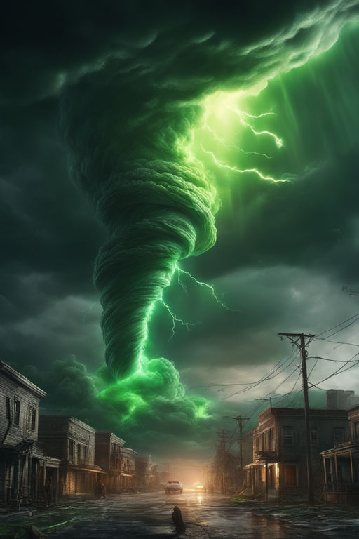 green tornado clouds