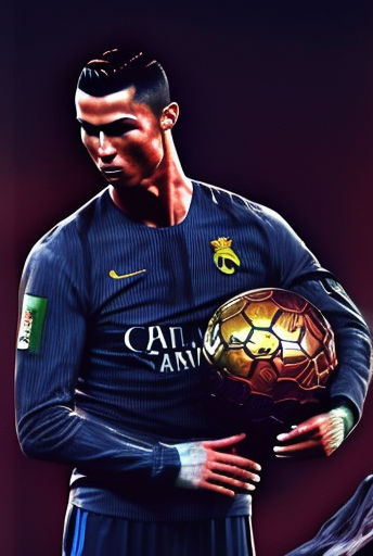 Painting of Cristiano Ronaldo wearing a FC Barcelona kit, High resolution -   Diffusion