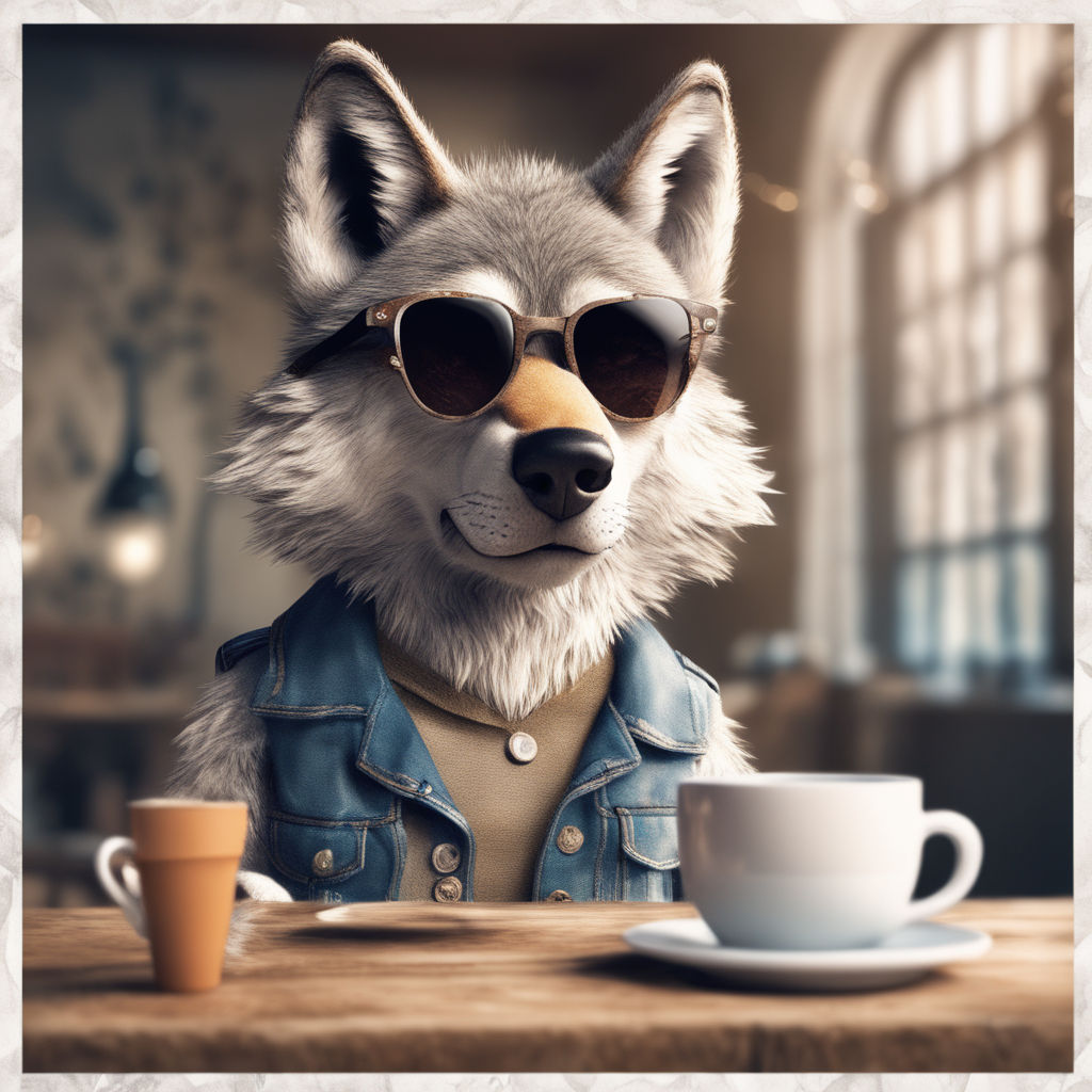 Portrait of a wolf wearing sunglasses and a leather | Stable Diffusion |  OpenArt
