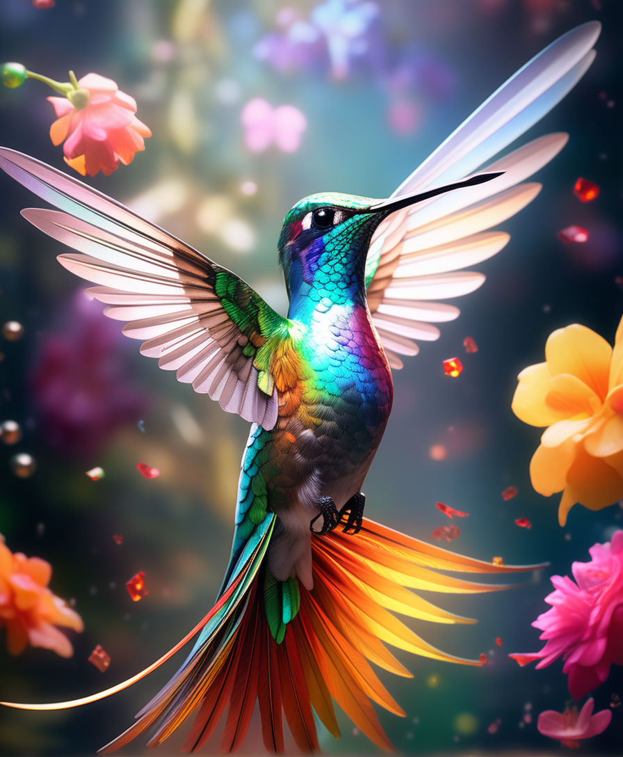 Flying Beautiful Hummingbird - 5D Diamond Painting 