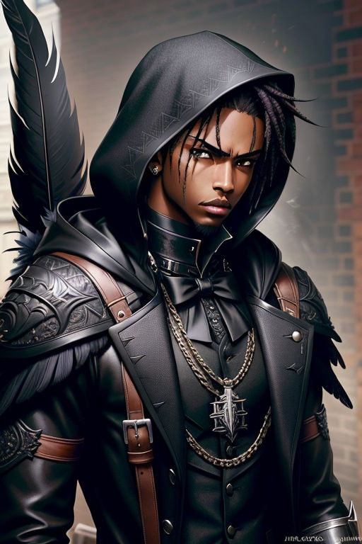 Anime Black Male with Dread Locs and Brown Eyes · Creative Fabrica