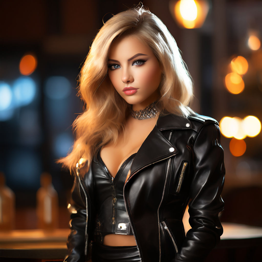 teenage girl with dominant leather clothing - Playground