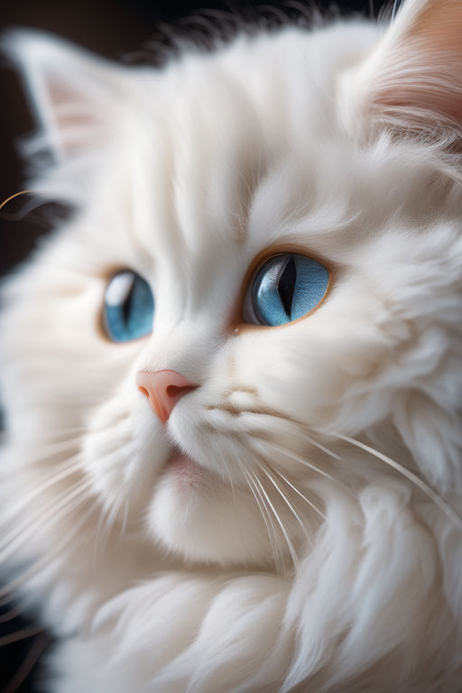 Tired Distant, Angry Suspicious Cat. Cute Beautiful White Cat with Blue  Eyes. Fluffy White Fur Stock Image - Image of mammal, kitten: 240967325