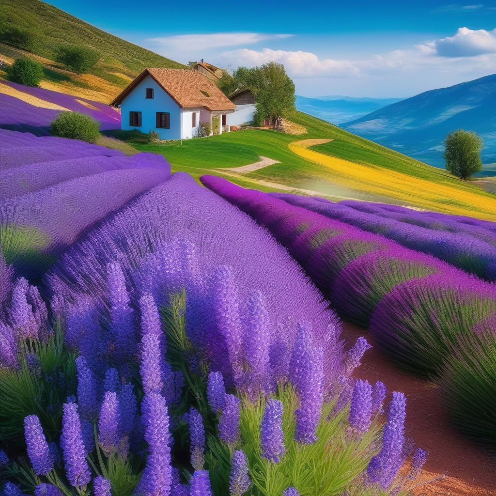 A beautiful lavender flower garden in a sunny morning - Playground