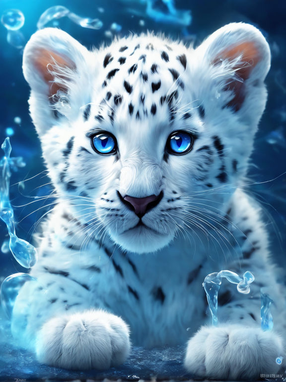 baby snow leopards with blue eyes