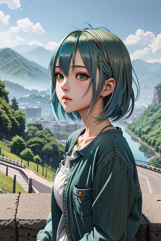 ArtStation - Blue haired anime girl