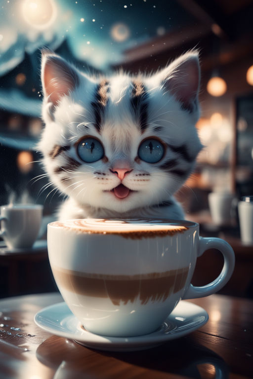 coffee foam cat