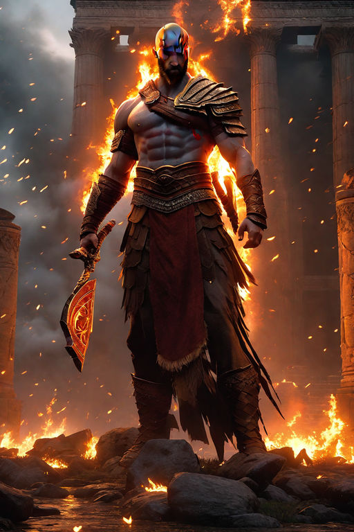 kratos is shouting in his spartan rage type - Playground