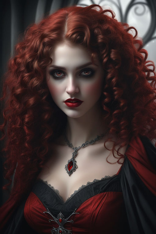 Gorgeous Victorian Vampire Woman with Sharp Canine Teeth