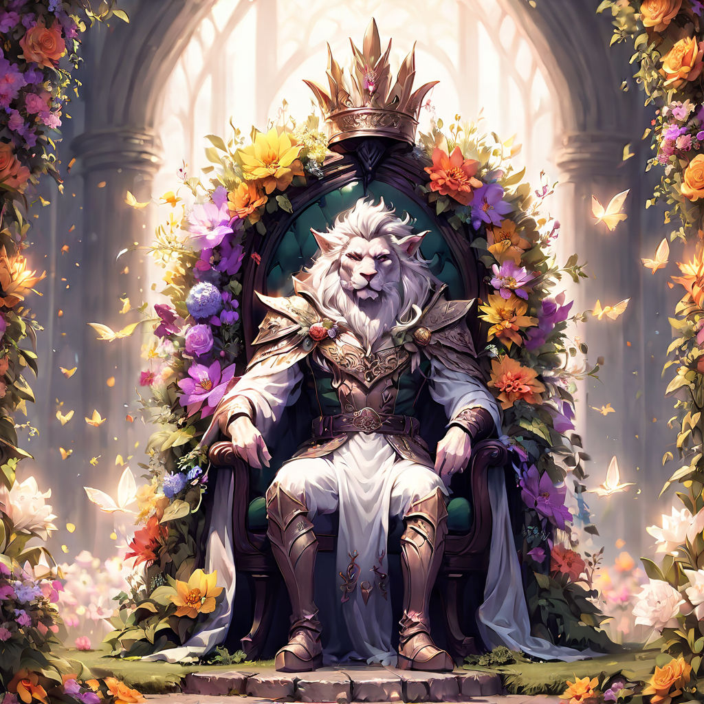 Warrior king sitting on the throne. fantasy scenery. concept art. Stock  Illustration