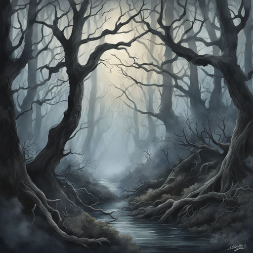 dark scary forest drawing