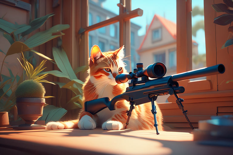 funny cat with sniper