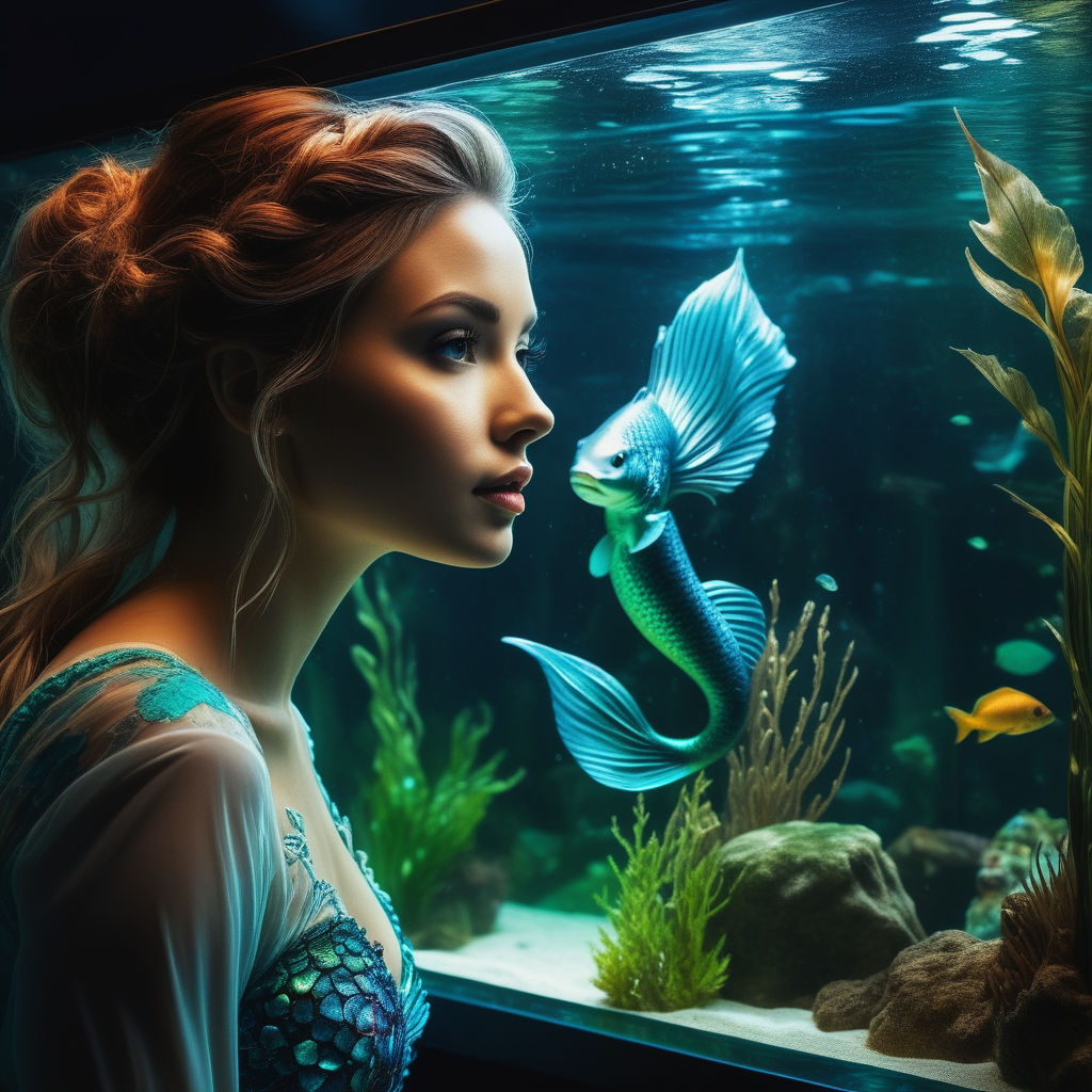 Beautiful mermaid waves at aquarium' :  : The official