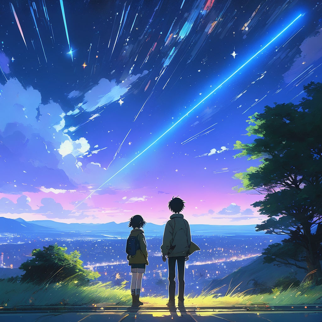 Makoto Shinkai , Kimi no Na Wa, starry night, comet