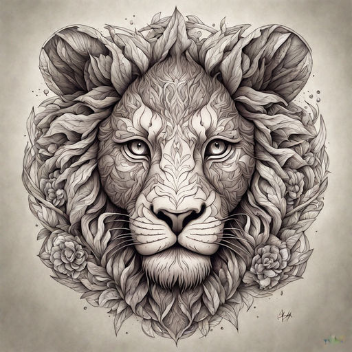 Lion drawing isolated hand drawn engraved style Vector Image