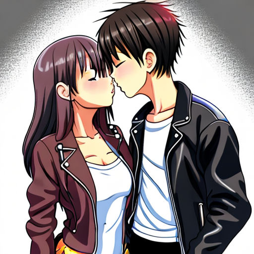 anime guy and girl kissing