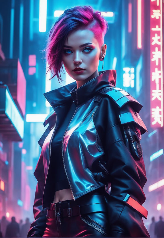 Generate a visually captivating cyberpunk wallpaper showcasing a