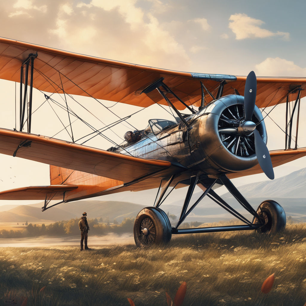 Vector clip art of a side view of a biplane | Free SVG