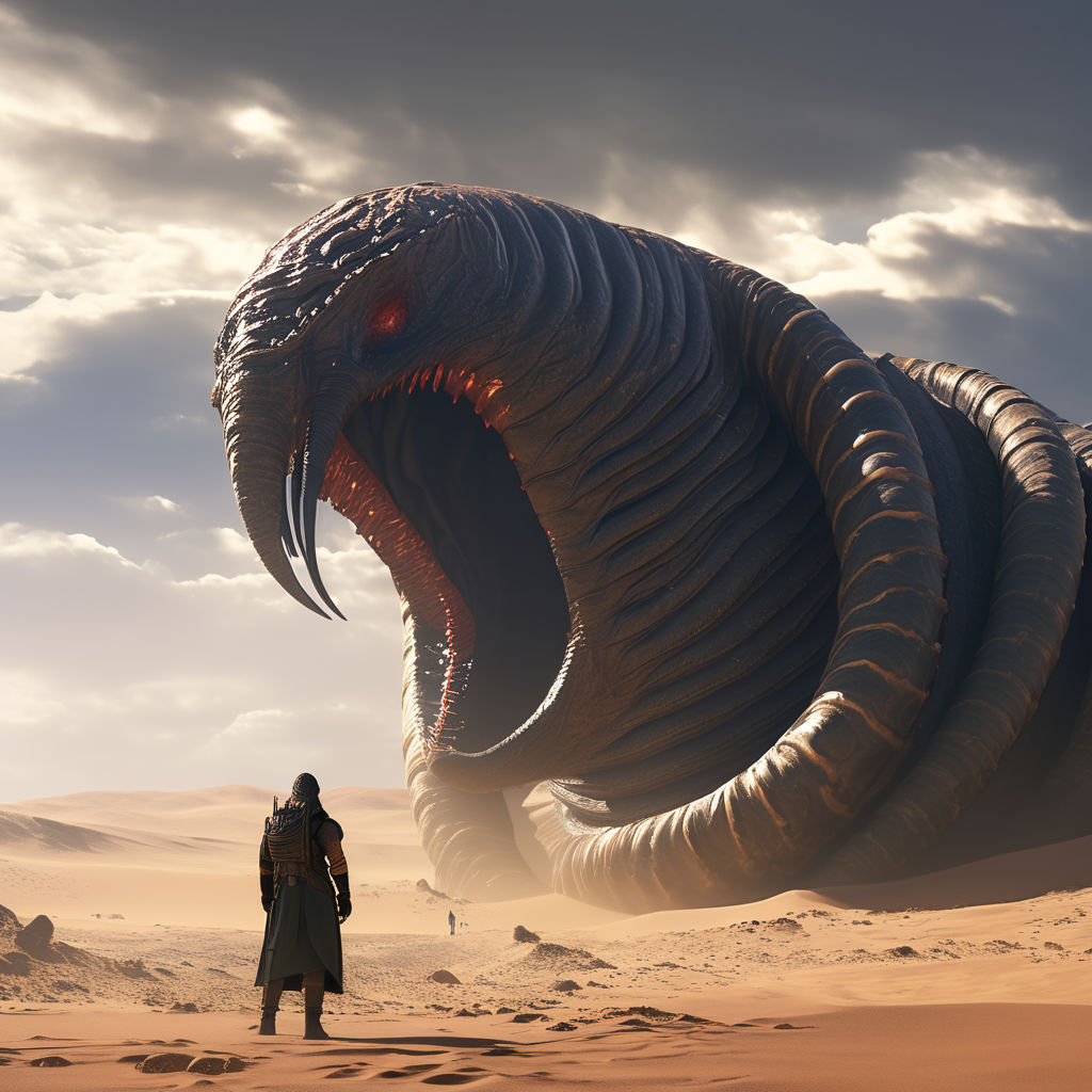 very huge sandworm monsters like in Dune movie with a very long
