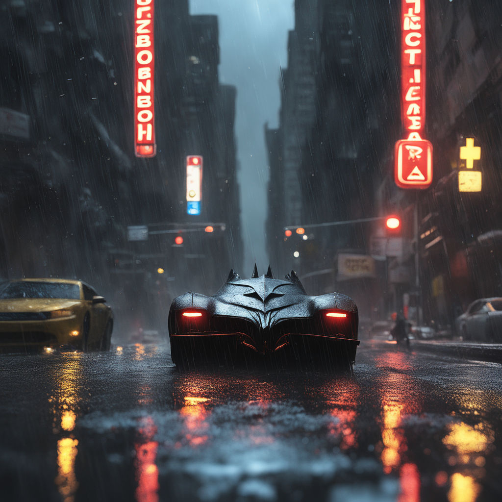 Premium AI Image  Batman batmobile in the city wallpaper