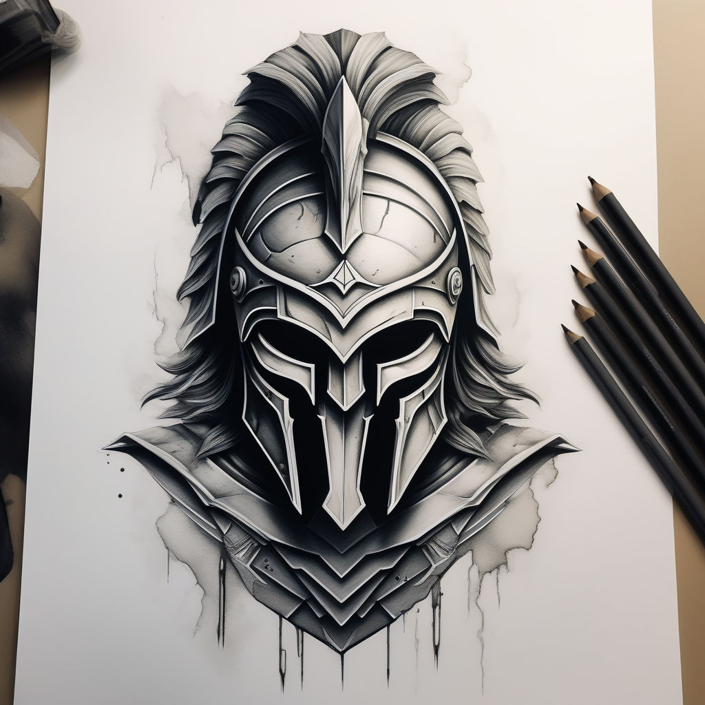 Spartan Warrior Helmet Tattoo Merch & Gifts for Sale | Redbubble