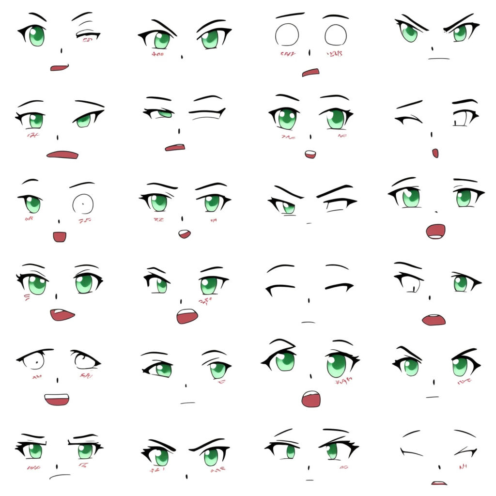 Collection Of Cartoon Faces Expressions. Emoticons In Anime Style. Vector  Illustration Of Emotions For Your Design, Game, Card. Royalty Free SVG,  Cliparts, Vectors, and Stock Illustration. Image 122202928.