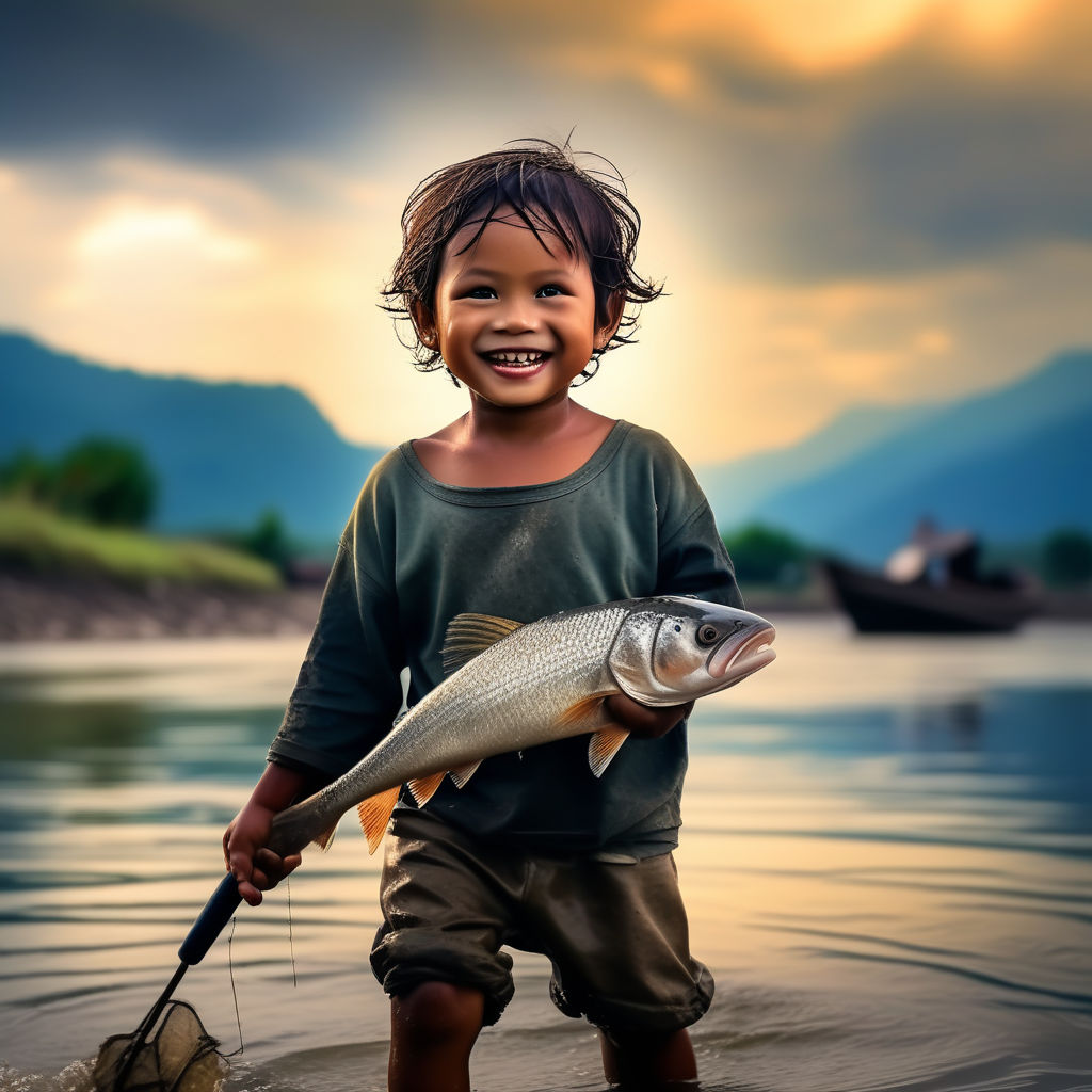 young fisherman smiling - Playground