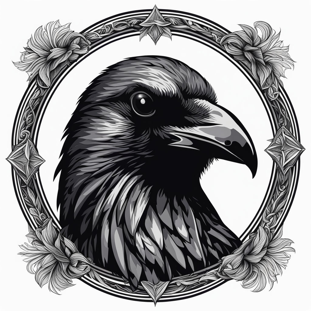 Black Crows Head Line Art Tattoo Vector Graphic by Arsa Adjie · Creative  Fabrica