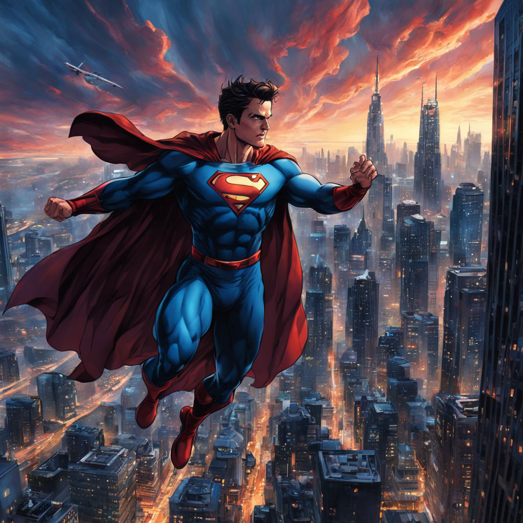 superman in the sky