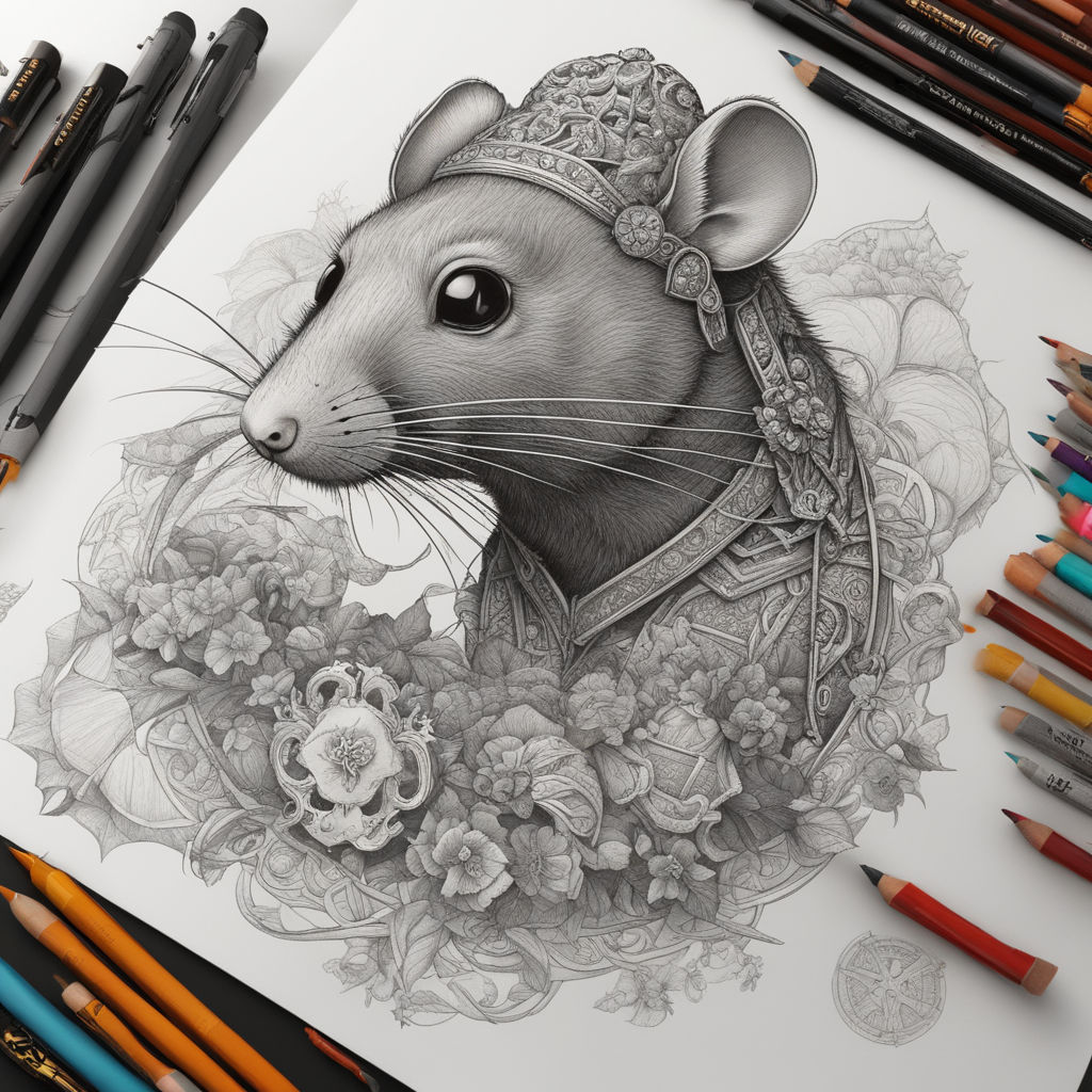 Beautiful vintage seamless pattern. Pencil drawing rodents in various  poses. Graphic drawing on a gray background. Realistic wild animals.  Wallpaper rats. Stock Illustration | Adobe Stock