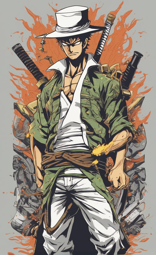 evil carchter style Zoro from one piece evil looking to camera