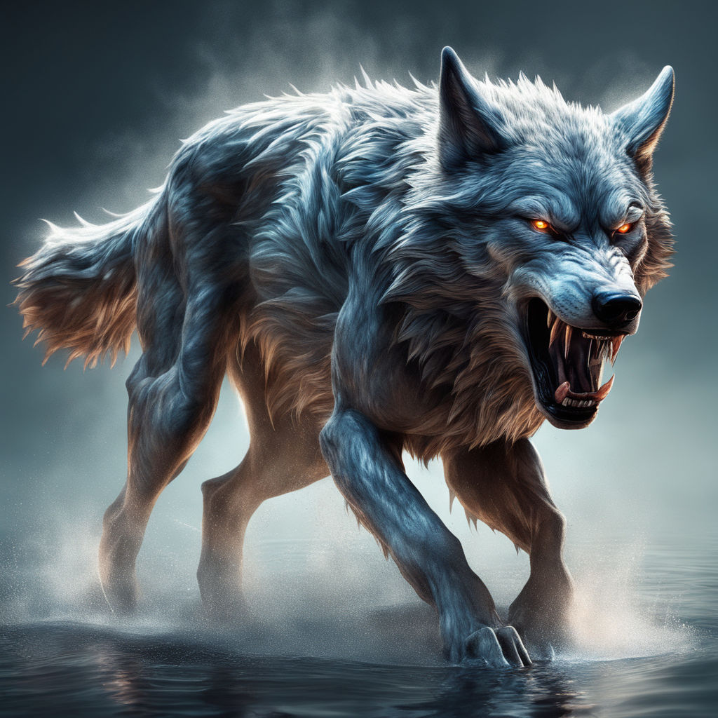 wolf snarling full body