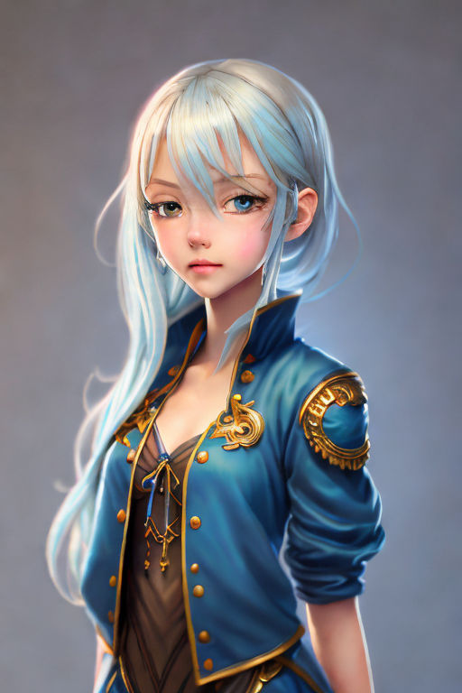 anime girl with light blue hair and blue eyes