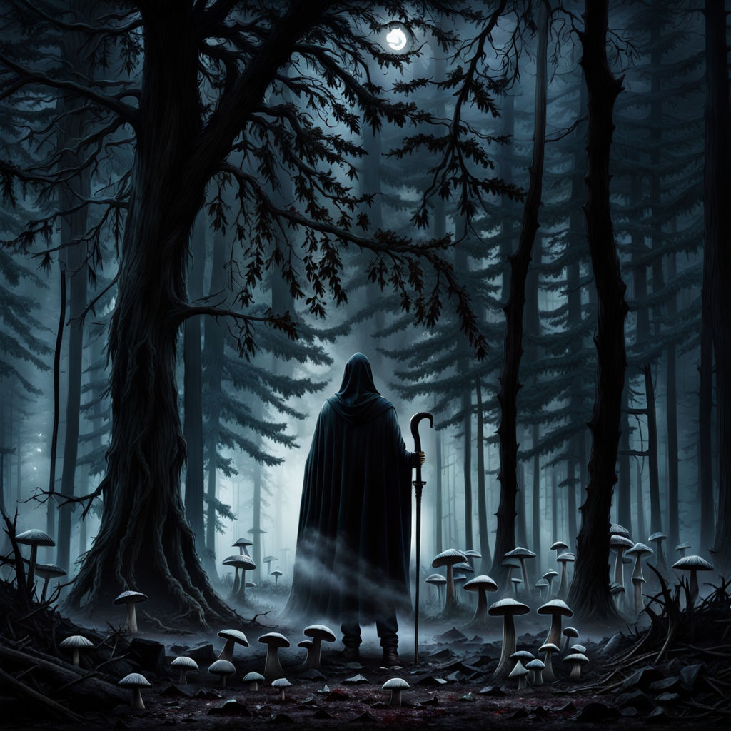 A path leading to a mystical creepy dark forest full