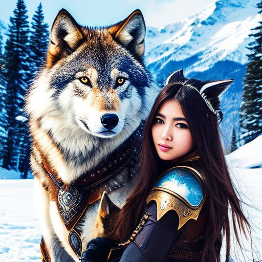 girl half indian and wolves