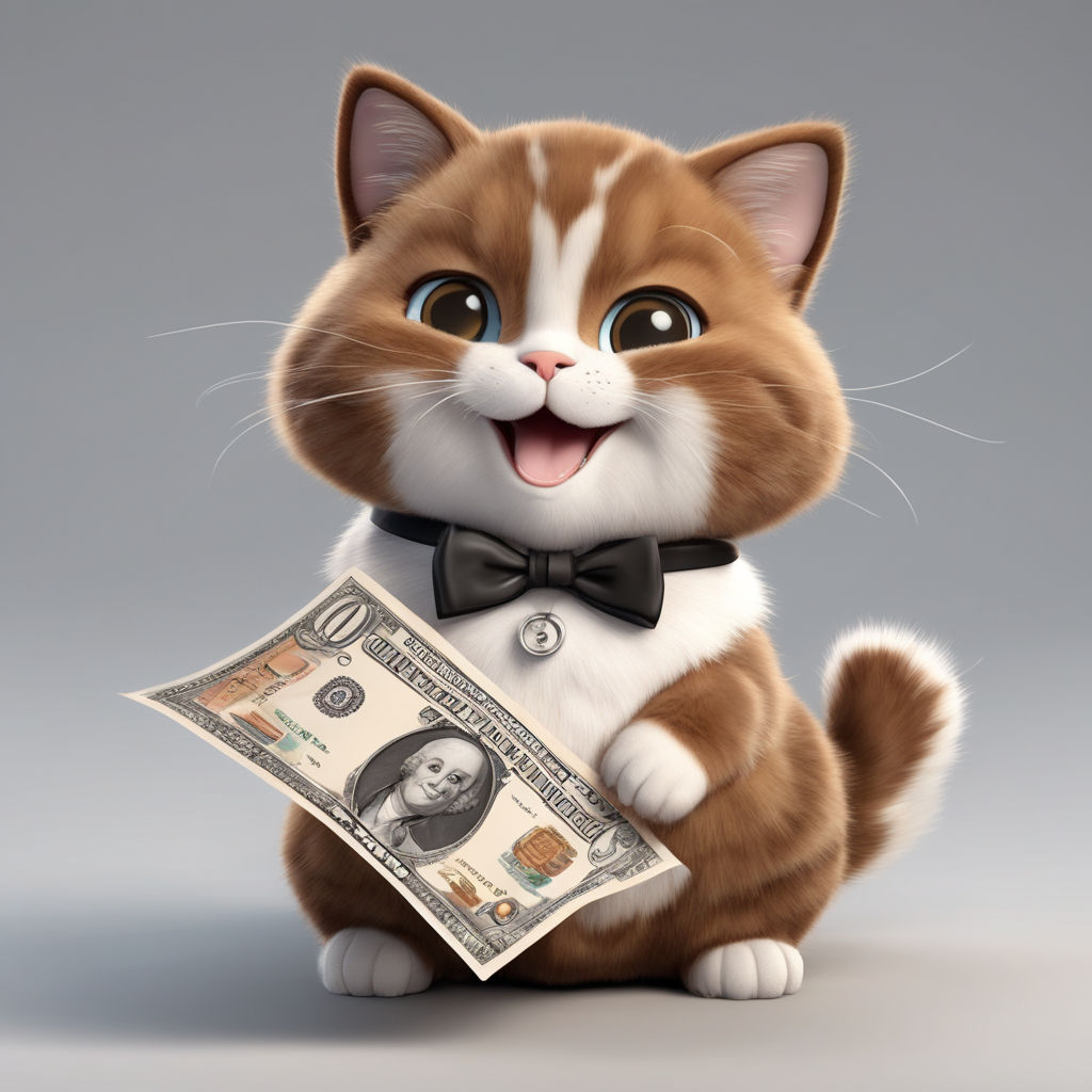 cat rolling in money