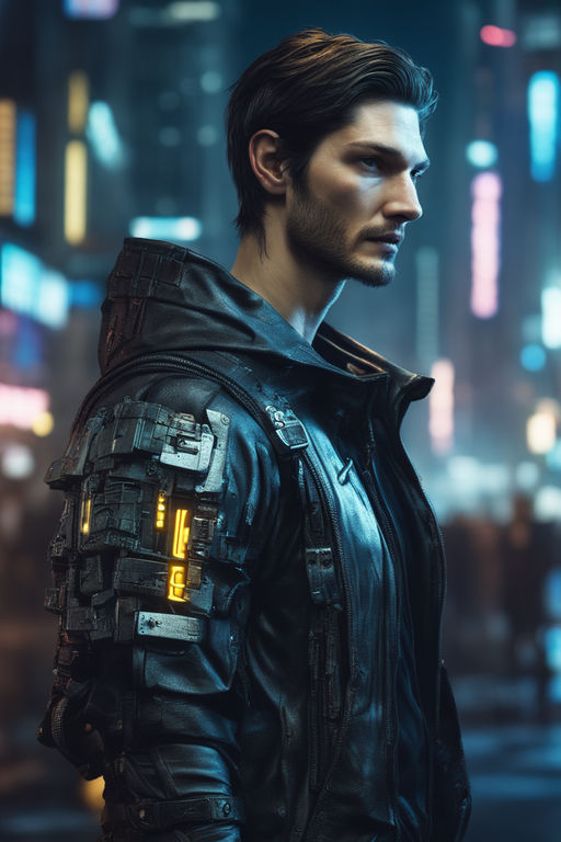 HD wallpaper: men, jacket, backpacks, futuristic, futuristic city, cyberpunk