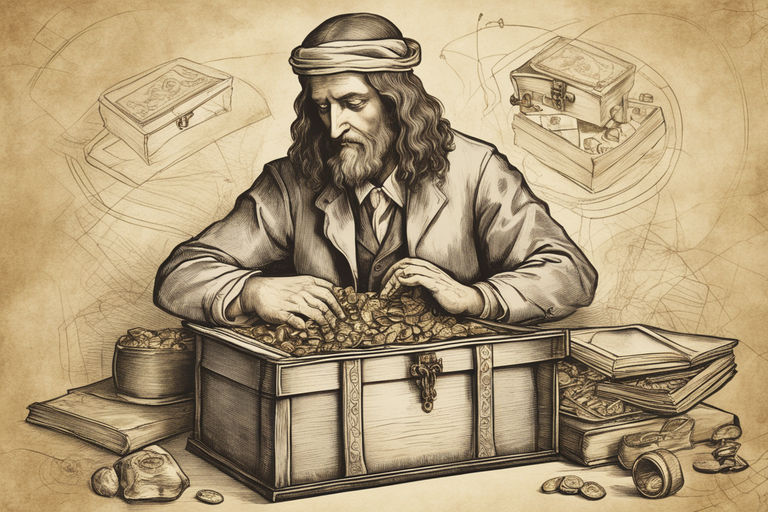 illustration of opened treasure chest full of gold coins and