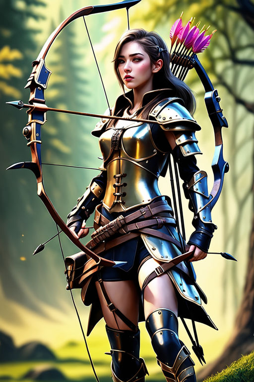 female warrior with bow and arrow